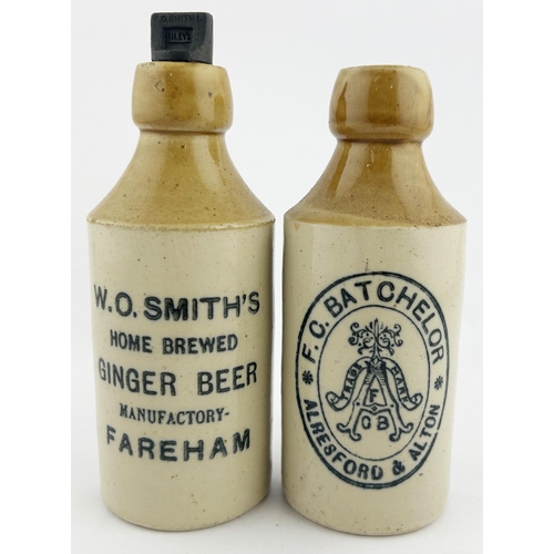 27 - GINGER BEER DUO. Tallest 7.5ins. FAREHAM & ALRESFORD/ ALTON. Rear p.m, one with stopper. Minor repai... 