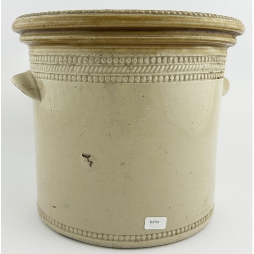 35 - DUNDEE IMPRESSED BUTTER CROCK. 7ins tall. Blue lettering, 6LB impressed under side handle, Buchan p.... 