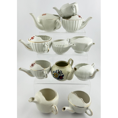 46 - INVALID CUPS GROUP. Largest 3 x 6ins. Various. Plain & some with hospital cross on, one floral with ... 