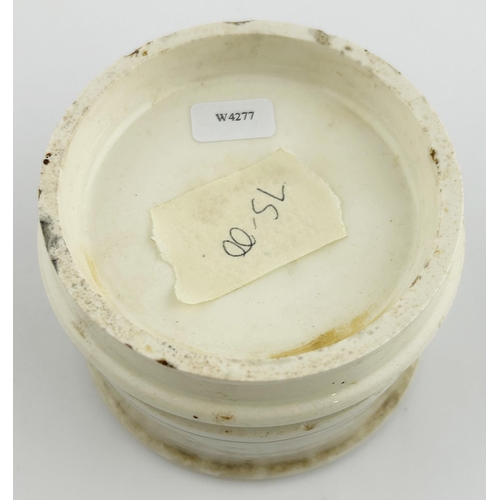 48 - HOLLOWAYS OINTMENT POT LID & BASE. 3.5ins diam. T.m to centre of lid. Some nibbles.