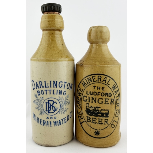 79 - GINGER BEER DUO. Tallest 8ins. DARLINGTON & LUDFORD. Minor chip. (2)