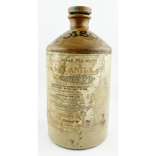 361 - POISON FLAGON. 13.5ins tall. Paper label to front, rear handle, screw stopper. p.m. Worn. 7.5/10 Uns... 