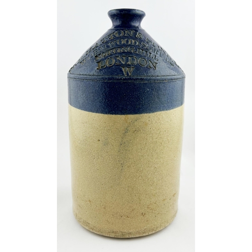 363 - IMPRESSED LONDON FLAGON. 12.5ins tall. Blue top, rear handle. WR HATTON & SONS LTD/ WORMWOOD SCRUBS.... 