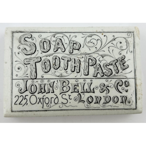 366 - LONDON SOAP TOOTH PASTE POT LID. 3.75ins long. JOHN BELL & CO. Plain but effective pot lid. Repair &... 