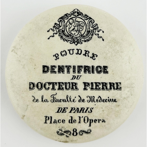 370 - PARIS POT LID. 2.5ins diam. DENTIFRICE. Minor damage.