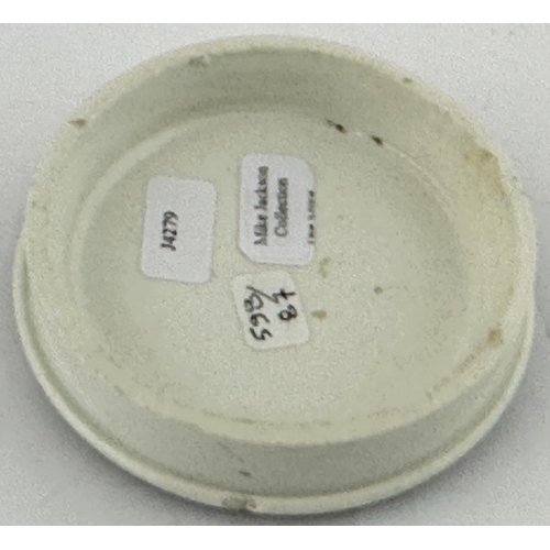 395 - HASTINGS COLD CREAM POT LID. (APL pg 598, 87). 2.9ins diam. Black transfer. J BELL & CO?S/ COLD CREA... 