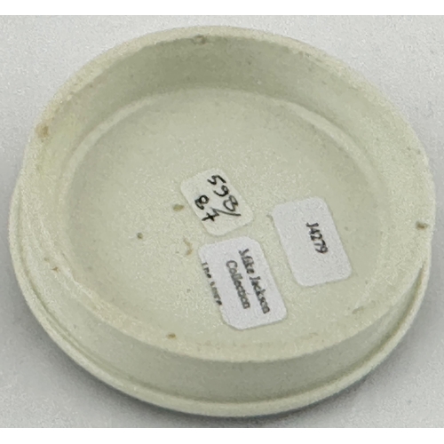 395 - HASTINGS COLD CREAM POT LID. (APL pg 598, 87). 2.9ins diam. Black transfer. J BELL & CO?S/ COLD CREA... 