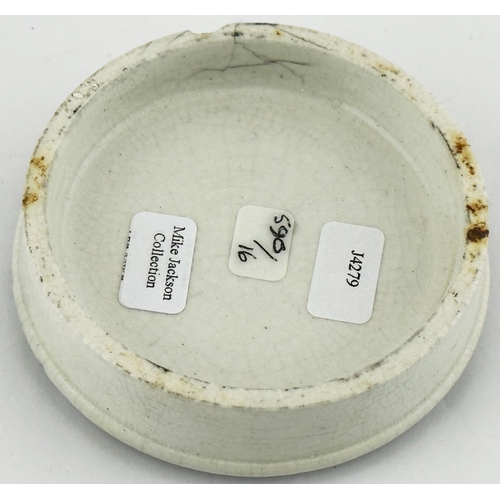 401 - BRIGHTON COLD CREAM POT LID. (APL pg 590, 16). 2.9ins diam. Black transfer. FOSTER & ELSE/COLD CREAM... 