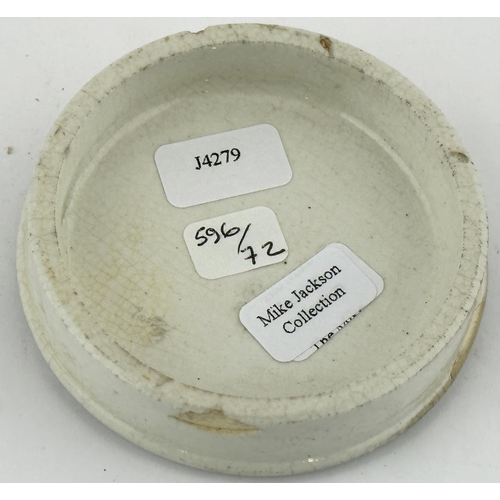 402 - EASTBOURNE COLD CREAM POT LID. (APL pg 596, 72). 2.5ins diam. B. K. EARNSHAW/ COLD CREAM/ THE VICTOR... 