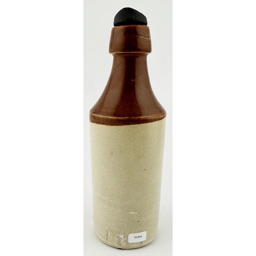 522 - . KIRKCALDY GINGER BEER BOTTLE. 8.1ins tall. Std., red brown top (shoulder glaze smudge), screw stop... 