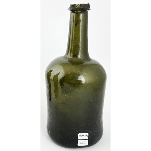 531 - ENGLISH 1759 DATED SEAL MALLET WINE BOTTLE. 9.4ins tall, very dark green/ black glass. Another fine ... 