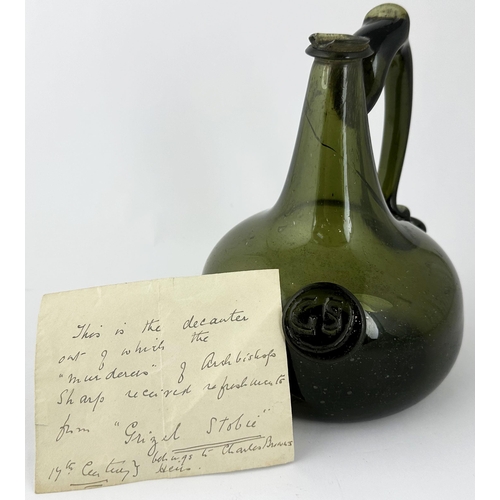 534 - GS SEALED HANDLED ENGLISH ONION WINE BOTTLE. 8.1ins tall. A very special offering in the form of an ... 