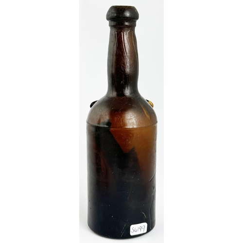 536 - SHOULDER RIBBON SEALED LIQUEUR BOTTLE. 8.5ins tall. Applied ribbon seal F PETERS, some roughness to ... 