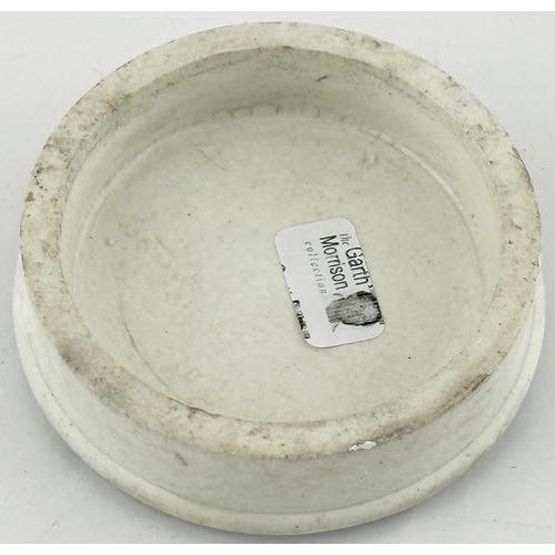 562 - PLYMOUTH POT LID. (APL pg 87, 73) ?? ins diam. Black transfer. MARTINS ARECA NUT TOOTH PASTE/ LOYE &... 