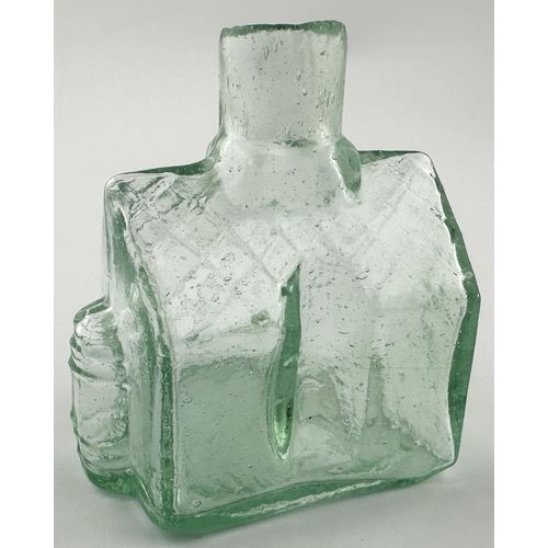 575 - COTTAGE INK BOTTLE. (IB p81, 13) 2.7ins tall. Clear glass cottage with water butt to right side. W. ... 