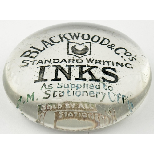 581 - BLACKWOOD & CO LONDON PAPERWEIGHT. (IB p61 B27.76-77). Round glass advertising paperweight from well... 