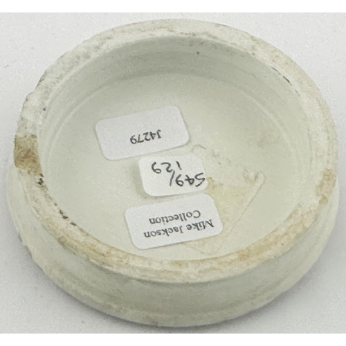 598 - GLASGOW ARECA NUT PASTE POT LID. (APL pg 549, 129) 2.5ins diam. ARECA NUT PASTE/ ST ENOCH SQUARE. Sm... 