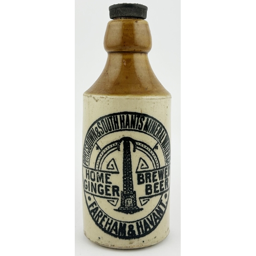 128 - FAREHAM & HAVANT GINGER BEER. 7.25ins tall. Striking black transfer. Minor chips.