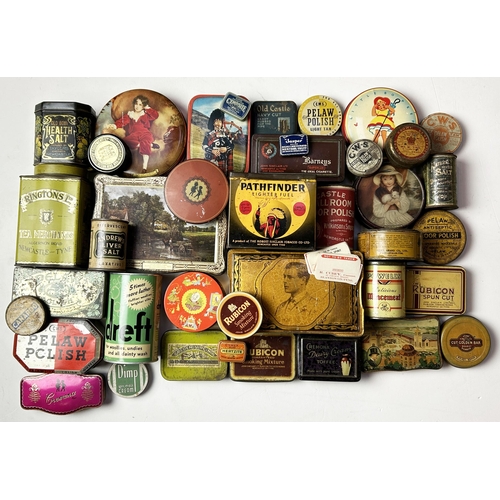 116 - TINS GROUP. Various, Inc. Ringtons Tea, Rubicon Smoking, Pelow Polish. Worn. (40+) 6/10 Unsuitable p... 