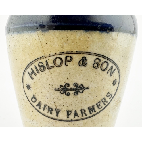 407 - HISLOP & SON DAIRY FARMER CREAM POT. 3.7ins tall. Dark blue top, inner lip cardboard closure feature... 