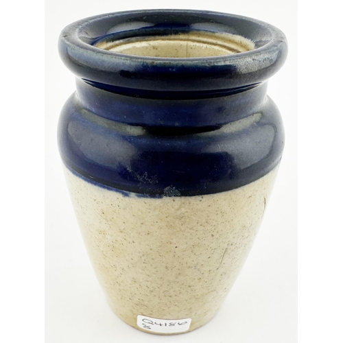 407 - HISLOP & SON DAIRY FARMER CREAM POT. 3.7ins tall. Dark blue top, inner lip cardboard closure feature... 