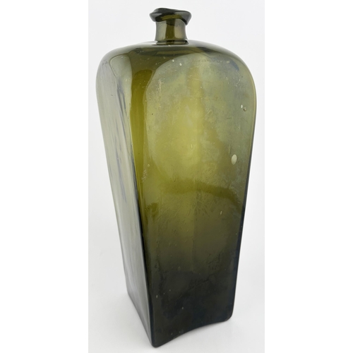 454 - LARGE FREEBLOWN CASE GIN BOTTLE. 14.5ins tall. A truly superb, undamaged, free blown square bodied, ... 