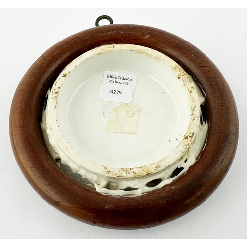 472 - SHOOTING BEARS PRATT POT LID. (KM 13) Pot lids is 3.1ins diam, set within a wooden frame - shown her... 