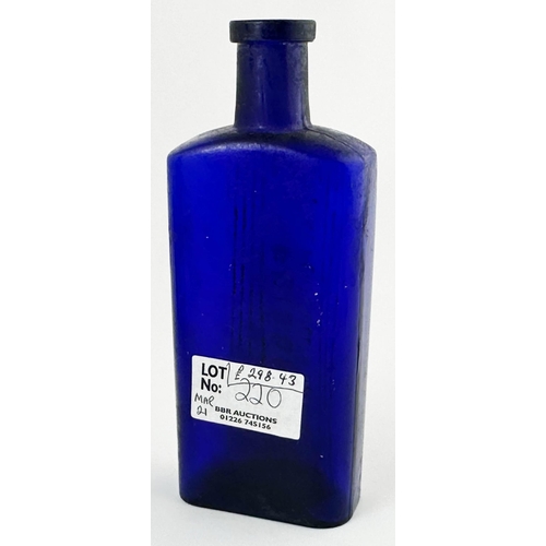 490 - PORTSMOUTH ROYAL HOSPITAL POISON BOTTLE. (DP p115) 5.3ins tall. Cobalt blue rectangular. Front embos... 