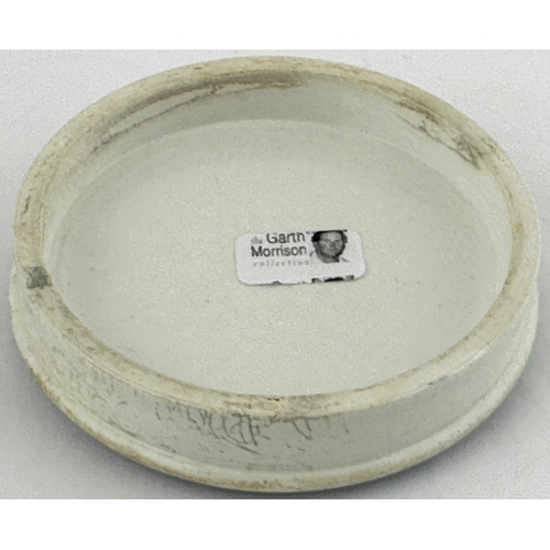 499 - DEVONPORT & PLYMOUTH POT LID. (APL pg 86, 54a) 2.8ins diam. Blue transfer, solid double line border.... 