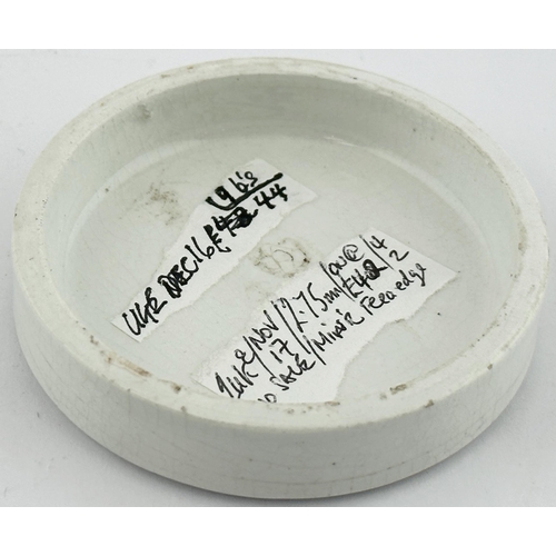 508 - LONDON CHERRY TOOTH PASTE POT LID. (APL pg 299, 18) 2.7ins diam. Black transfer with octagonal monog... 