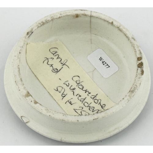 512 - LONDON CHERRY TOOTH PASTE POT LID. (APL pg 143, 81) 3.1ins diam. Coloured transfer with picture of c... 