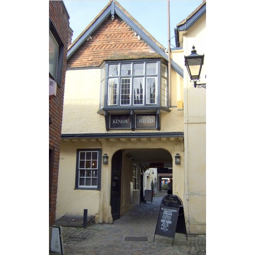 442 - MINIATURE AYLESBURY PUB NAMED JUG. 2.2ins tall. Attractive tiny t.t. salt glaze jug, rear handle, wh... 