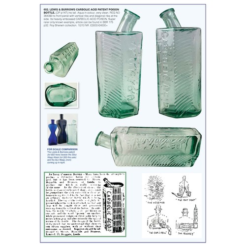 602 - REYNOLDS & BRANSON CARBOLIC ACID PATENT POISON BOTTLE. (DP p147) ins tall. Aqua in colour, very clea... 