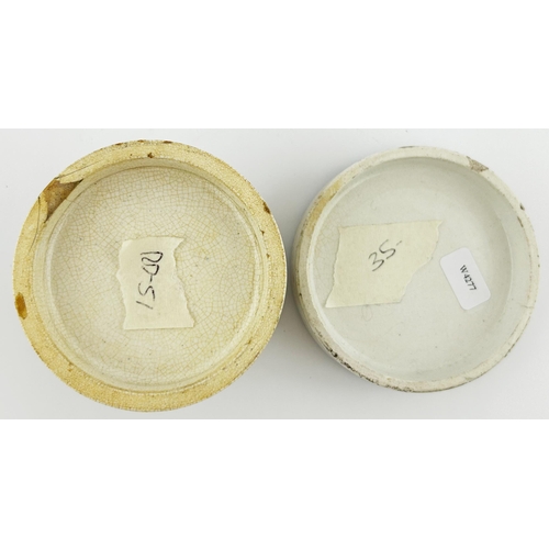 20 - LONDON COLD CREAM POT LID DUO. Largest 2.75ins diam. SF GOSS & HW BAKER. One with base. Crazing & ch... 