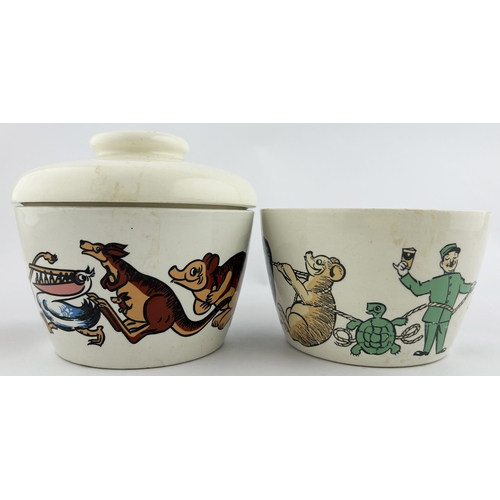 48 - GUINNESS BOWL DUO. Tallest 4.5ins. Multi coloured zoo animals, one with lid. T.G Green & Co Ltd. Sli... 