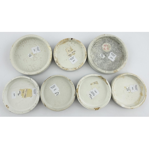 60 - BURGESSS POT LID GROUP. Largest 4ins. All ANCHOVY PASTE with coat of arms to front but does vary. Ch... 