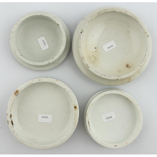 85 - POT LID GROUP. Largest 4.25ins. Inc. BURGESSS, ANCHOVY PASTE, JOHN GOSNELL & BUISSON FRERES. Minor d... 