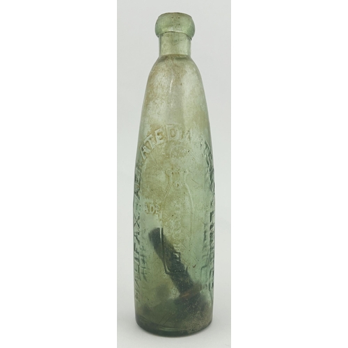 311 - BARRETT & ELLERS STICK BOTTLE. 9ins tall. Embossing to both sides. HALIFAX AERATED WATER CO LIMITED.... 