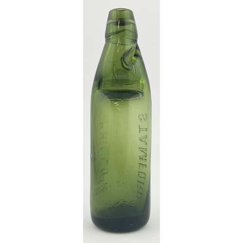 313 - STAMFORD CODD BOTTLE. 9ins tall. Embossed. PHILLIPS/ STAMFORD. Makers to rear. Slight surface wear. ... 