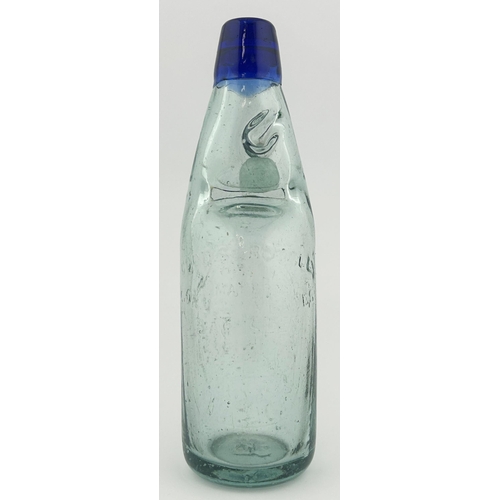 316 - BOLTON BLUE LIP CODD BOTTLE. 8.5ins tall. J ECKERS LEY, embossing to front & rear. In manufacture li... 