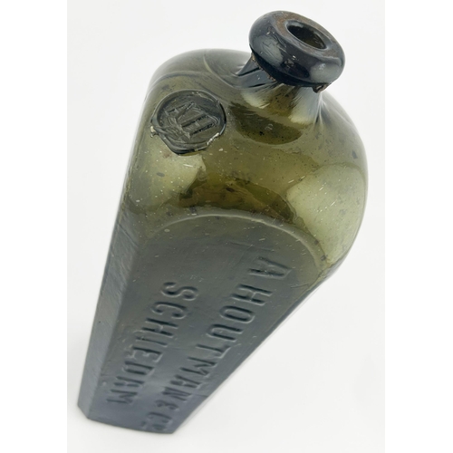 329 - SEALED GIN BOTTLE. 11ins tall. Embossed A HOUTMAN & CO/ SCHIEDAM. Chip to seal.