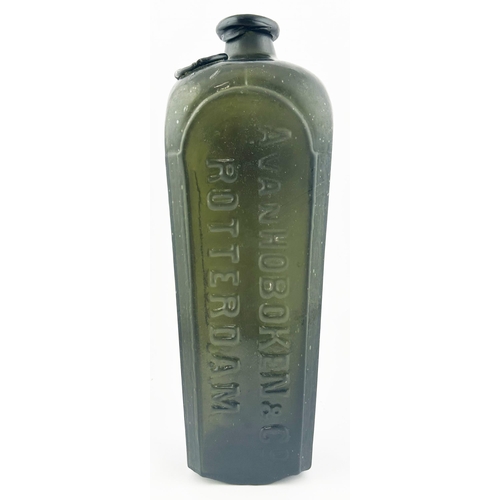 330 - SEALED GIN BOTTLE. 11ins tall. Embossed AVAN HOBOKEN & CO/ ROTTERDAM. Body & lip chips.