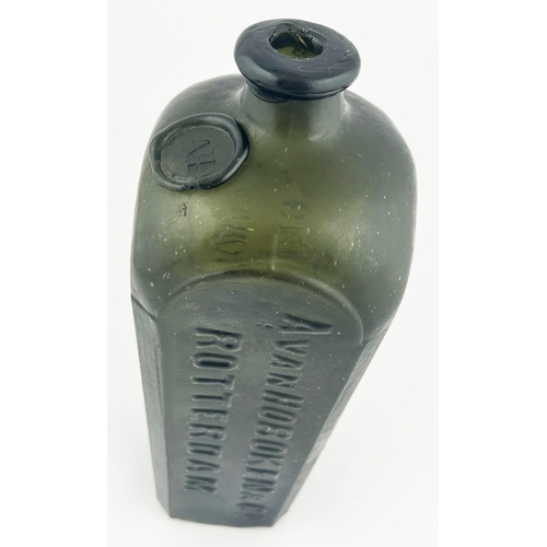 330 - SEALED GIN BOTTLE. 11ins tall. Embossed AVAN HOBOKEN & CO/ ROTTERDAM. Body & lip chips.