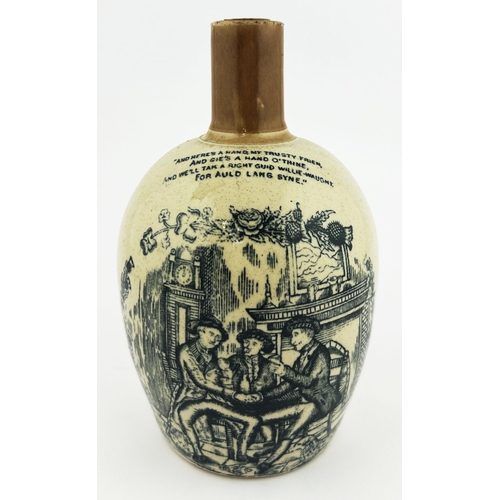 332 - GLASGOW AULD LANG SYNE WHISKY JUG. 7.25ins tall. Image to front, rear distillers name. Lip nicks.