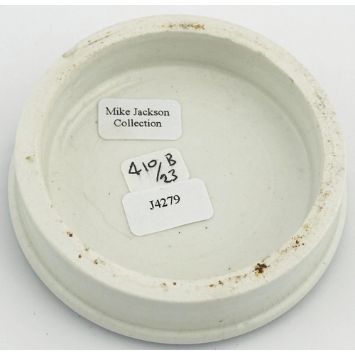 360 - LONDON COLD CREAM POT LID. (APL pg 411, 33a) 2.75ins diam. Black transfer. WHITAKER LTD/ GLYCERINE/ ... 