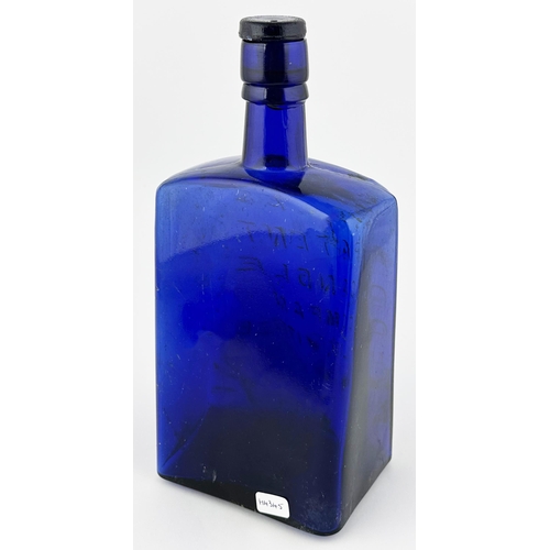 372 - PRICES PATENT CANDLE COMPANY BOTTLE. 8.9 ins tall. Bright cobalt blue, original glass stopper. A tru... 