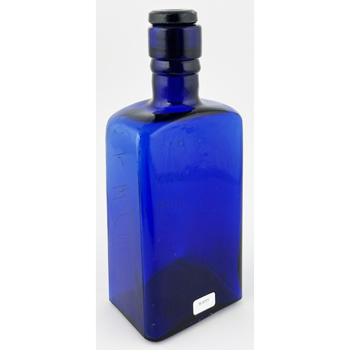 373 - PRICES PATENT CANDLE COMPANY BOTTLE. 7.6 ins tall. Strong cobalt blue, original glass stopper plus o... 