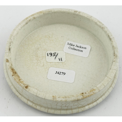 380 - BELFAST POT LID. (APL pg 195, 11) 3ins diam. Black transfer, solid border. CRATTAN & COS/ GLYCERINE ... 