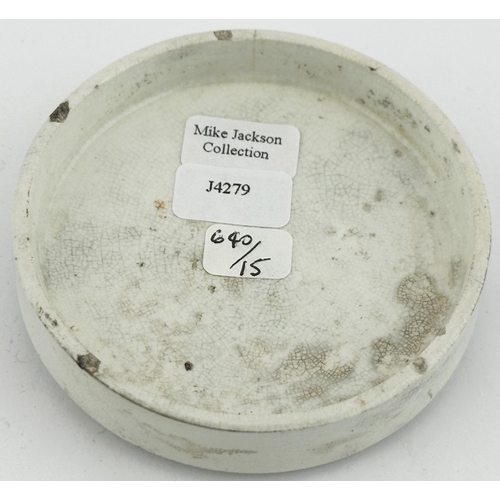 388 - BIRMINGHAM POT LID. (APL pg 640, 15) 2.6ins diam. Black transfer with single solid border. T. CHASE/... 