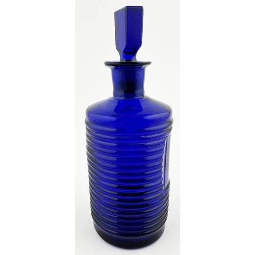 400 - POTHS POISON BOTTLE. DP 153. 7.1ins tall to stopper top. Cobalt blue. Circular, short neck, flared l... 